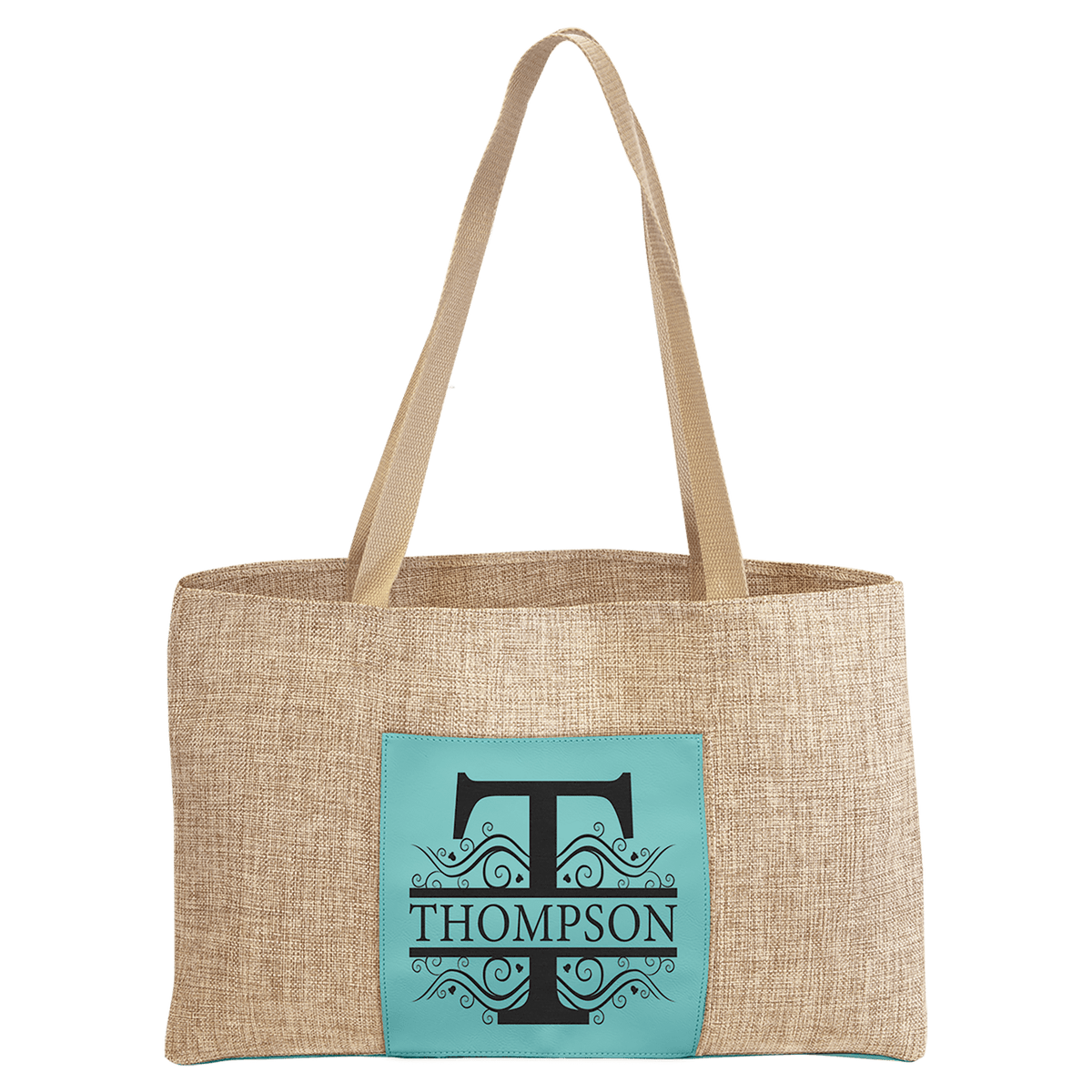 Personalized 19" X 12" Burlap Bag With 5" Rawhide Laserable Leatherette Gusset - GFT2284