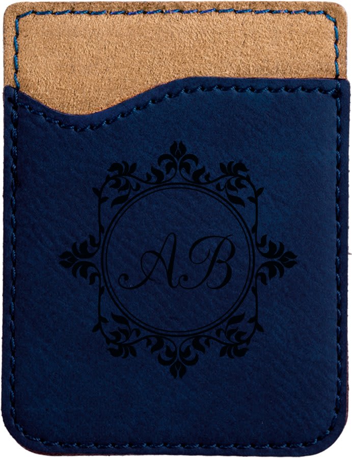 Personalized Blue/Black Laserable Leatherette Phone Wallet - GFT525