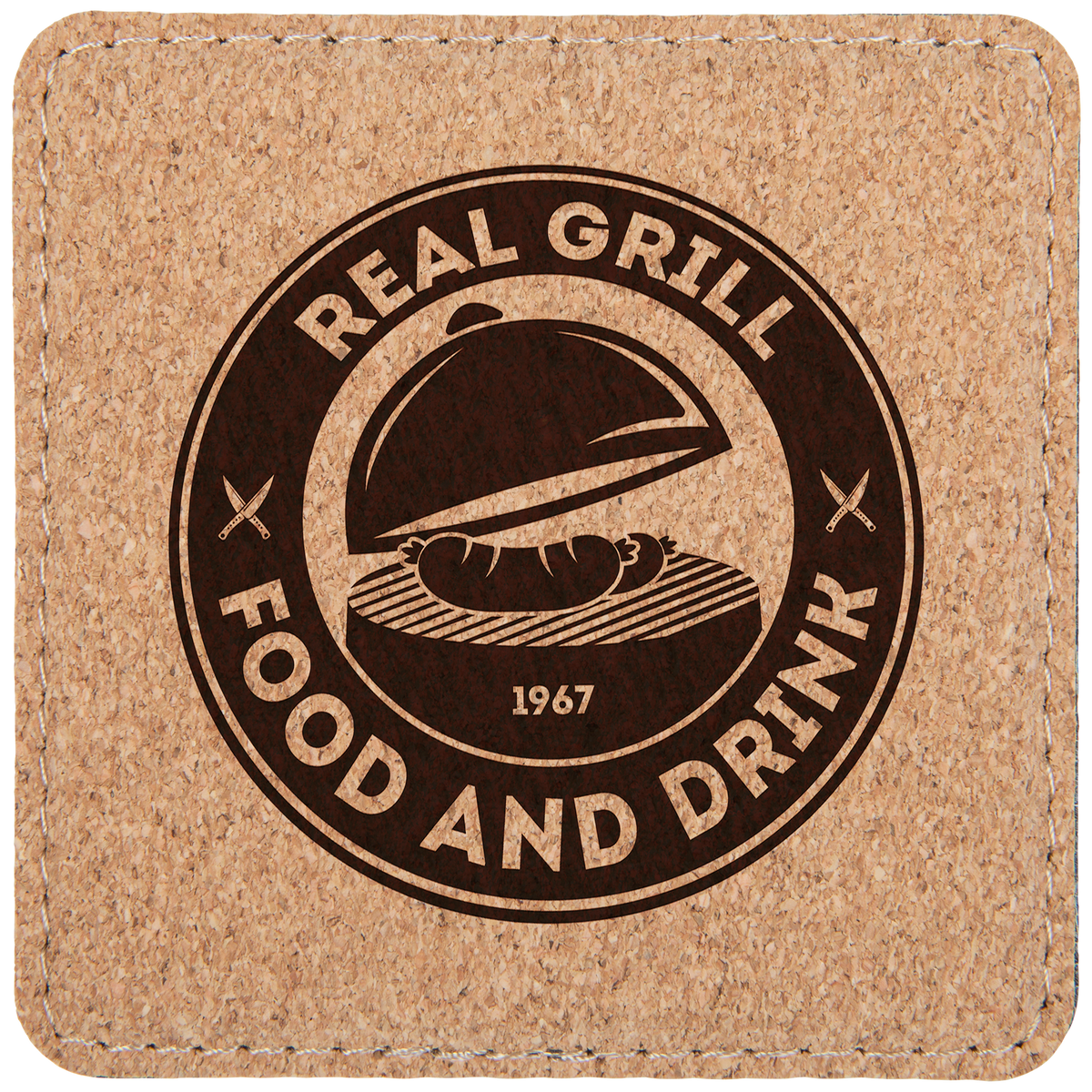 Personalized 4" X 4" Square Cork Coaster With Stitching - GFT621