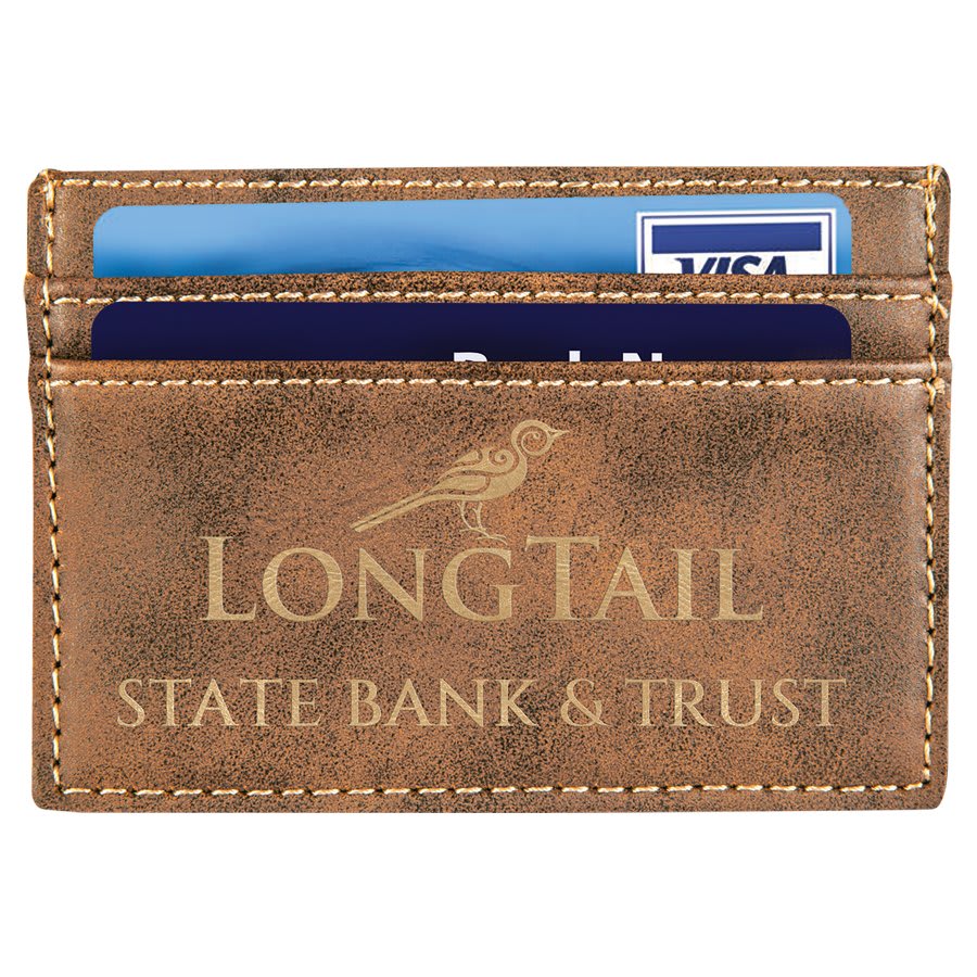 Personalized 4" X 2 3/4" Rawhide Laserable Leatherette Wallet Clip - GFT712