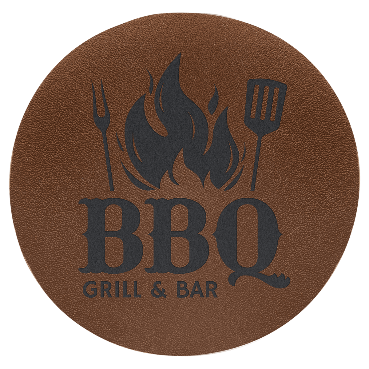 Personalized 2 1/2" Round Brown Genuine Leather Patch With Adhesive - LPTH302