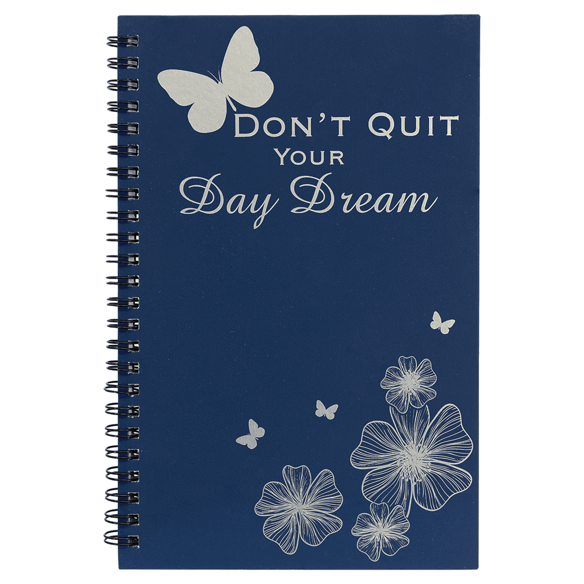 Personalized 5 1/2" X 8 1/2" Black Lazerburst Spiral Notebook-Lasers To Silver - LZB201