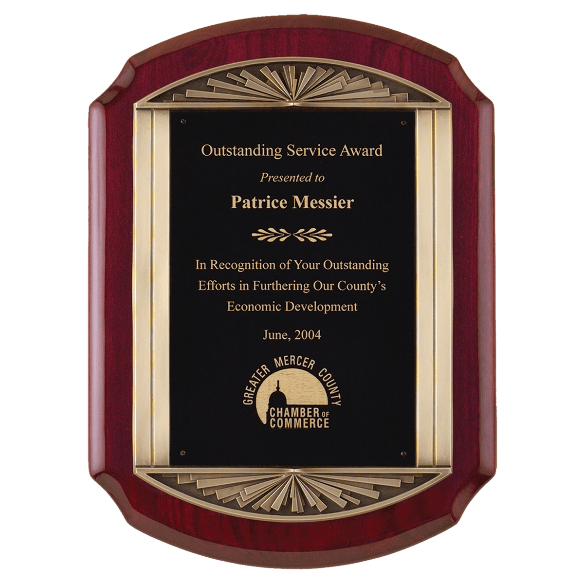 Personalized 11" x 15" Piano Finish Plaque with Antique Bronze Finish Frame Casting with Black LaserFX Engraving Plate