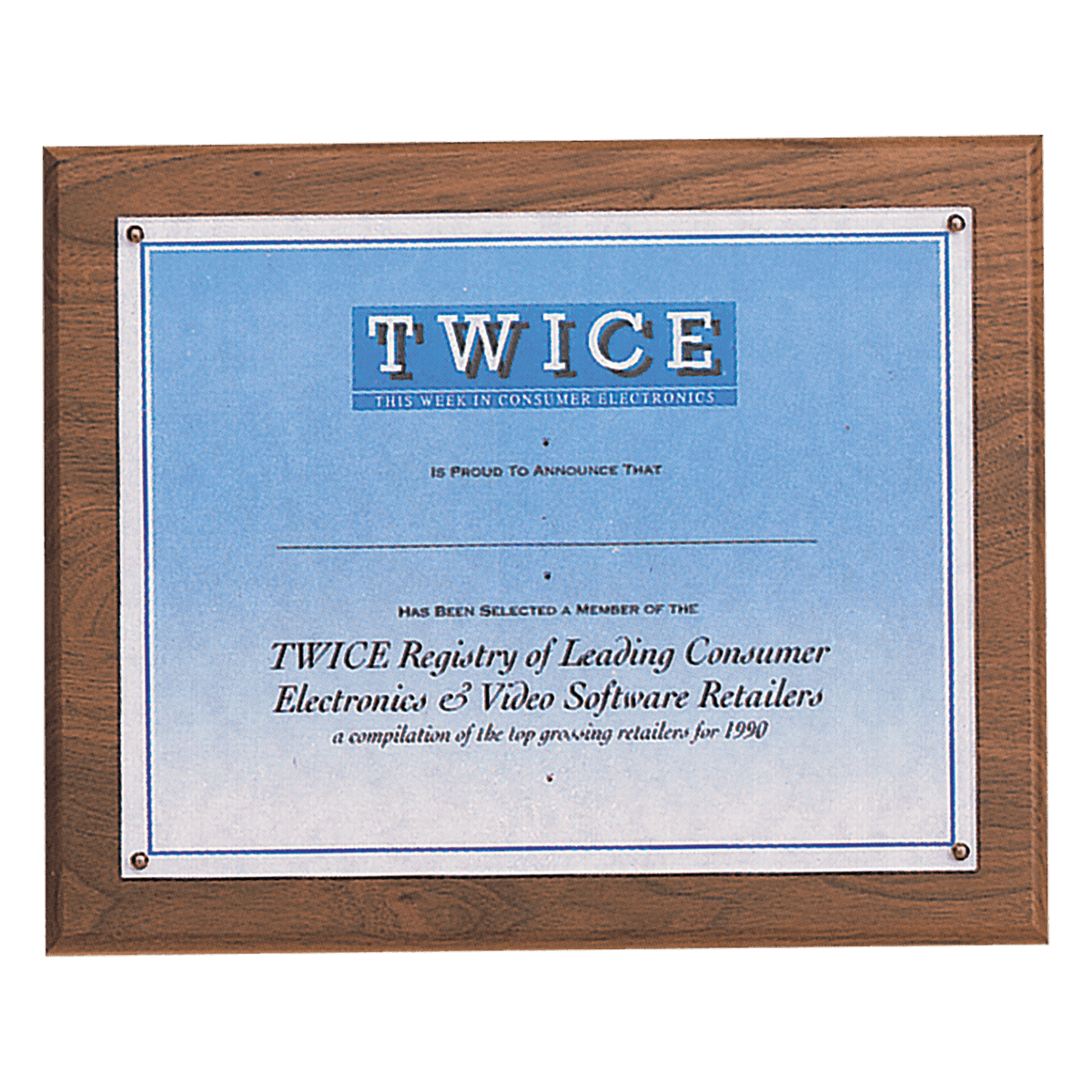 Personalized 10 1/2" x 13- Holds 8 1/2" x 11" Solid Walnut Certificate Plaque with Plexiglass Cover