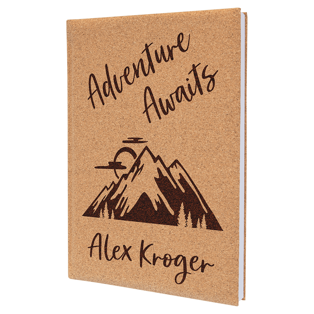 Personalized 7" X 9 3/4" Cork Laserable Leatherette Sketch Book With Unlined Notepad - GFT2270