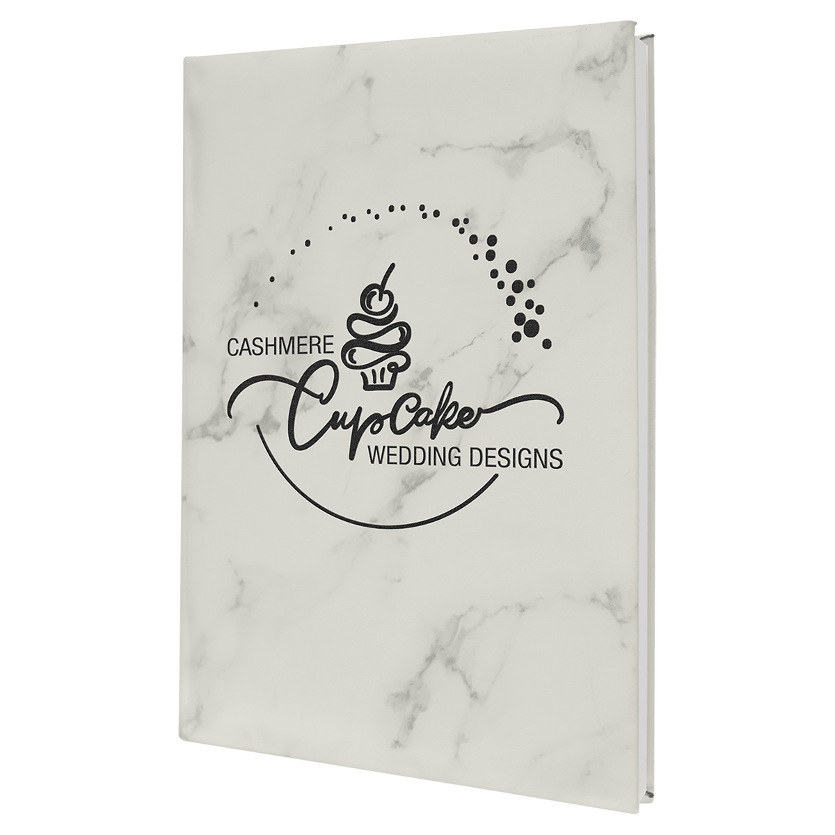 Personalized 7" X 9 3/4" White Marble Laserable Leatherette Sketch Book With Unlined Notepad - GFT2274