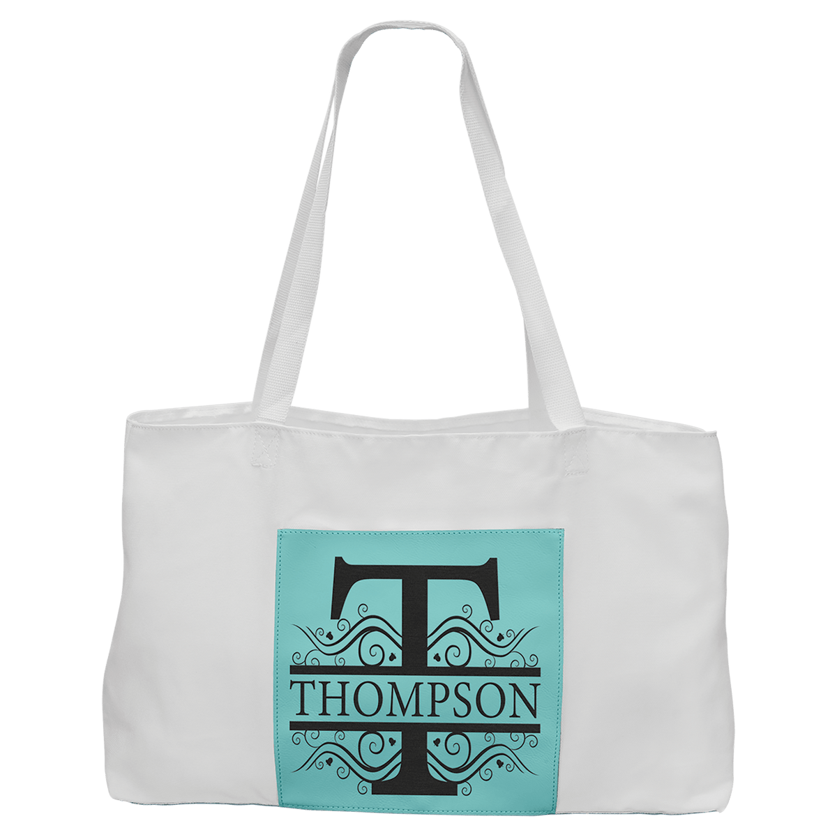 Personalized 19" X 12" White Bag With 5" Rawhide Laserable Leatherette Gusset - GFT2294