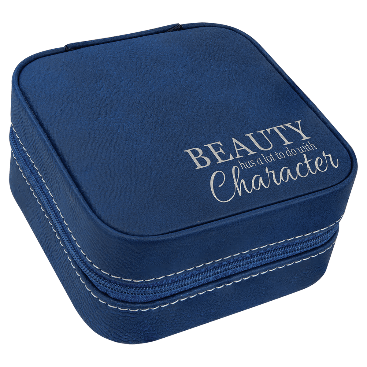 Personalized 4" X 4" Dark Brown Laserable Leatherette Travel Jewelry Box With Black Lining - GFT2336