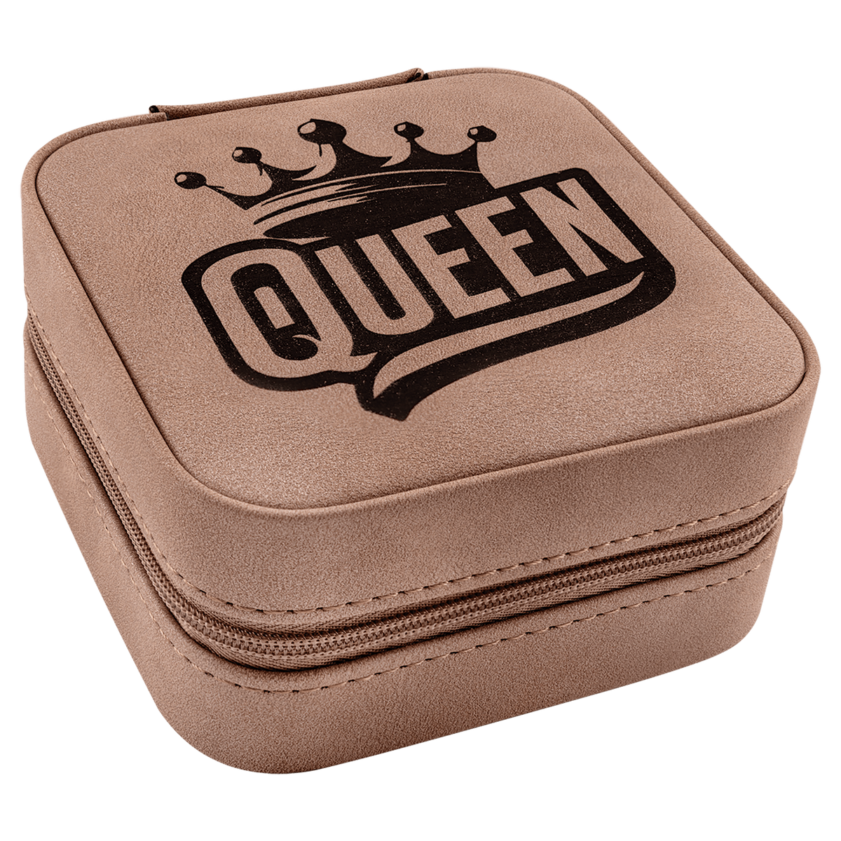 Personalized Travel Jewelry Box - Laserable Leatherette, Creekside Collection, 4" X 4", Blush - GFT2342
