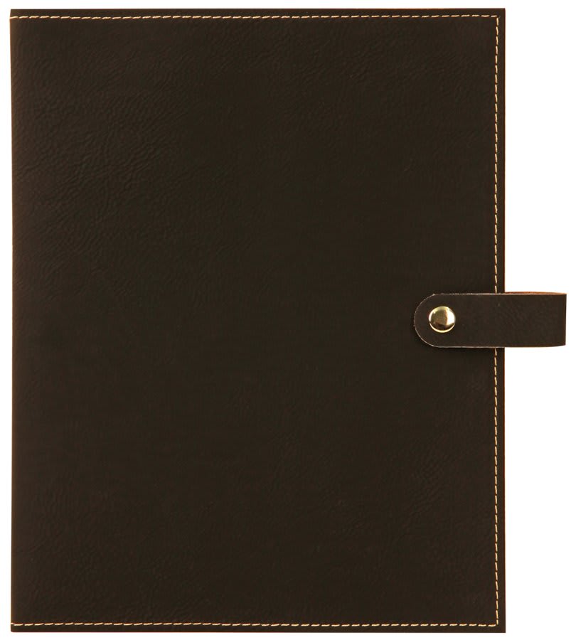 Personalized 6 1/2" X 8 3/4" Black/Gold Leatherette Book/Bible Cover With Snap Closure - GFT307