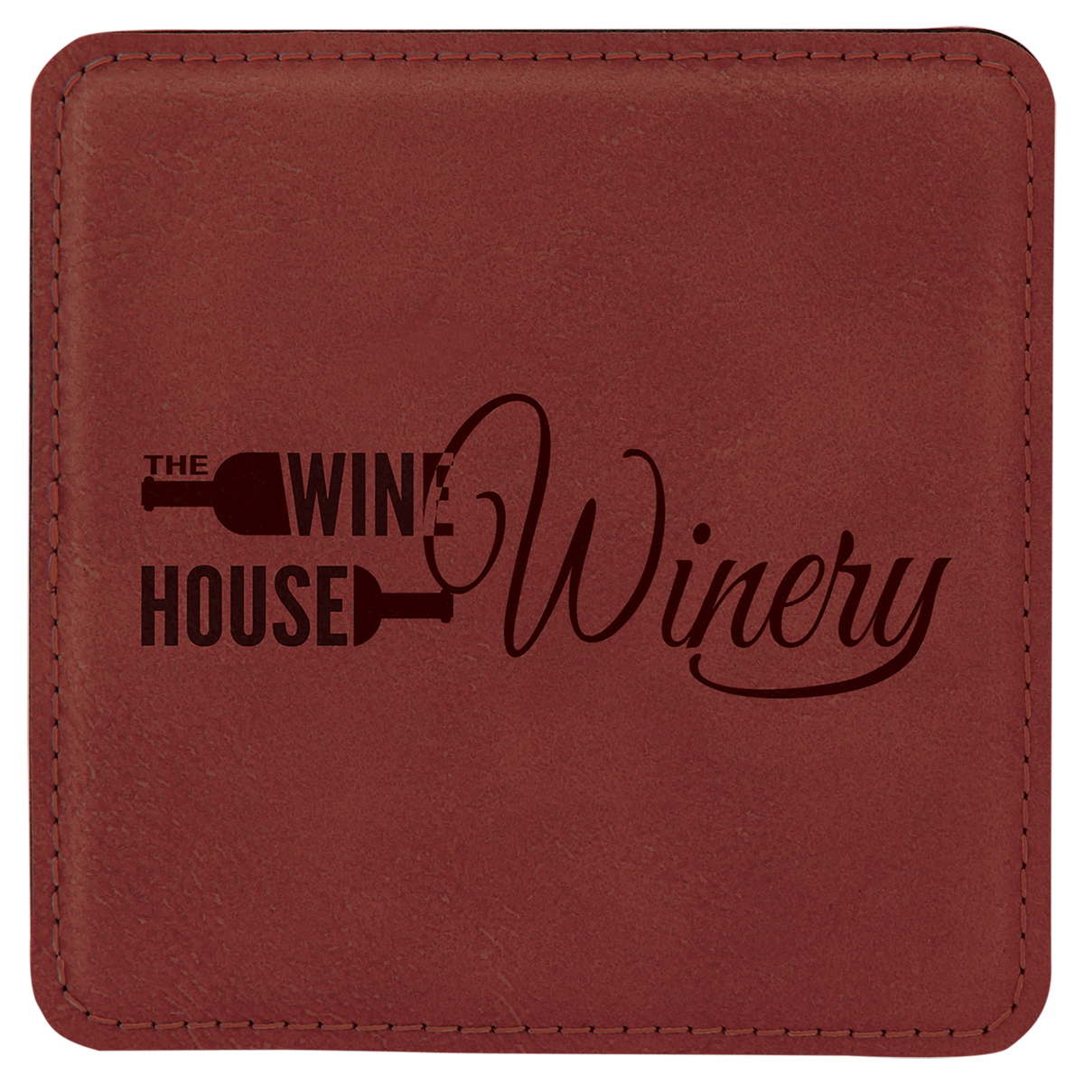 Personalized 4" X 4" Square Rose Laserable Leatherette Coaster - GFT380