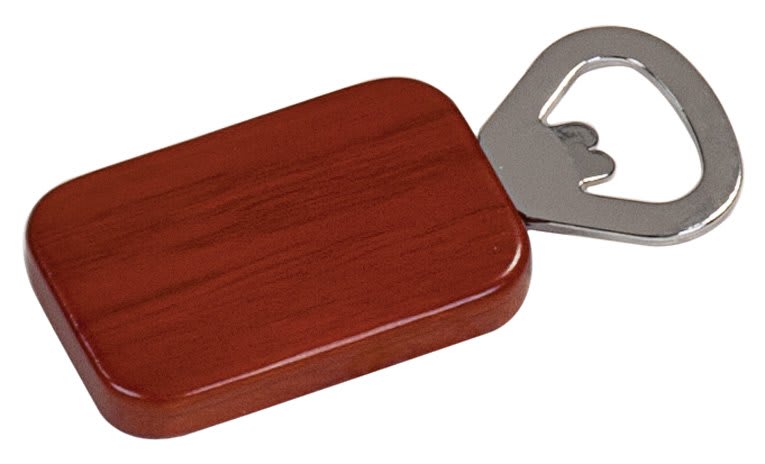 Personalized 1 1/2" X 2 1/4" Rosewood Finish Magnetic Rectangle Bottle Opener - GFT505R