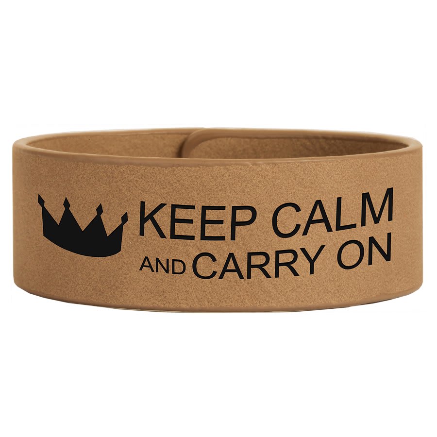 Personalized 9 1/2" X 1" Light Brown Laserable Leatherette Cuff Bracelet - GFT580