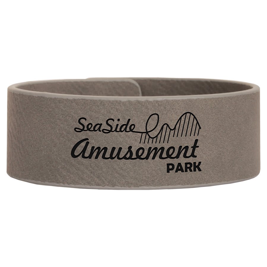 Personalized 9 1/2" X 1" Light Brown Laserable Leatherette Cuff Bracelet - GFT584