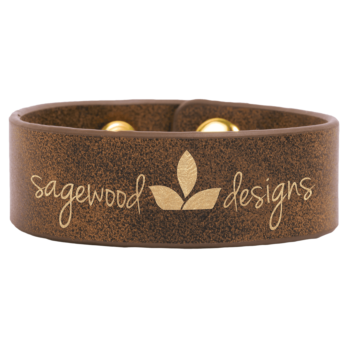 Personalized 9 1/2" X 1" Light Brown Laserable Leatherette Cuff Bracelet - GFT737