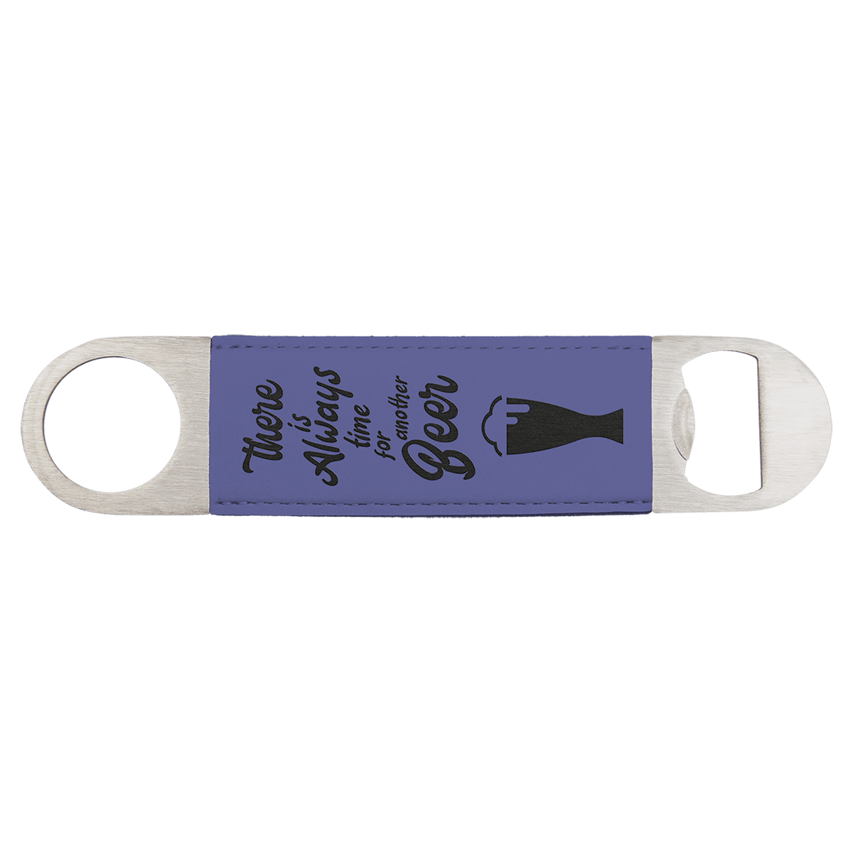 Personalized 1 1/2" X 7" White/Black Laserable Leatherette Bottle Opener - GFT763