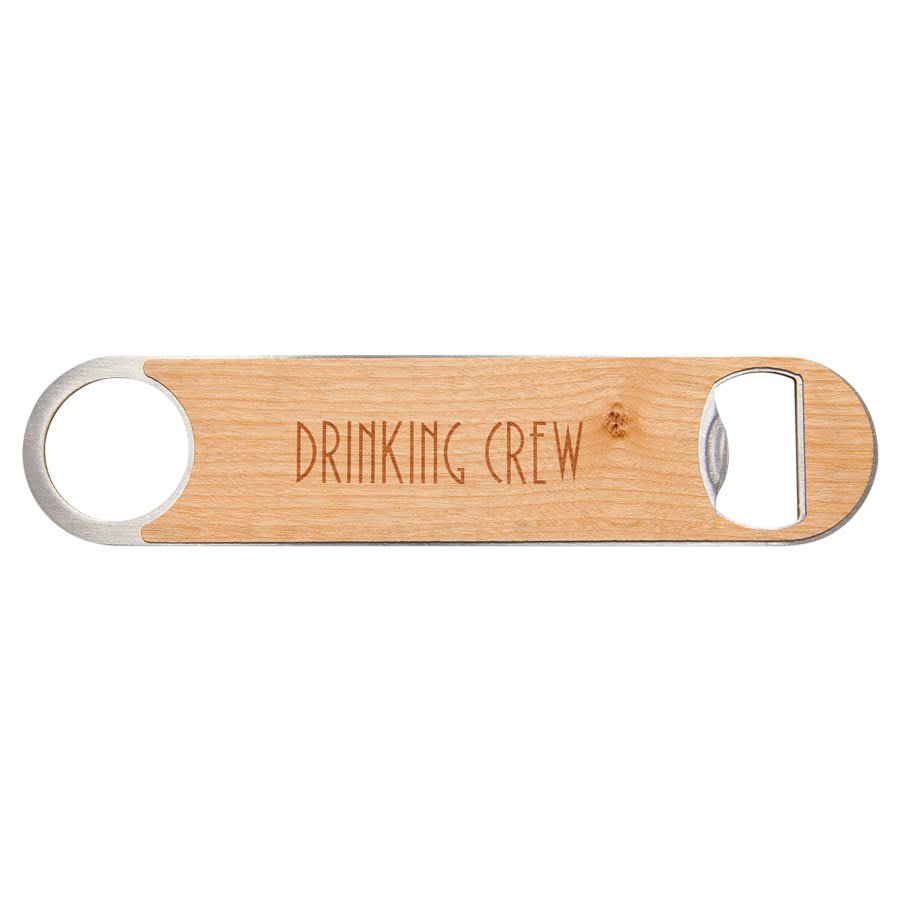 Personalized 1 1/2" X 7" Bottle Opener With Wood Veneer - GFT776