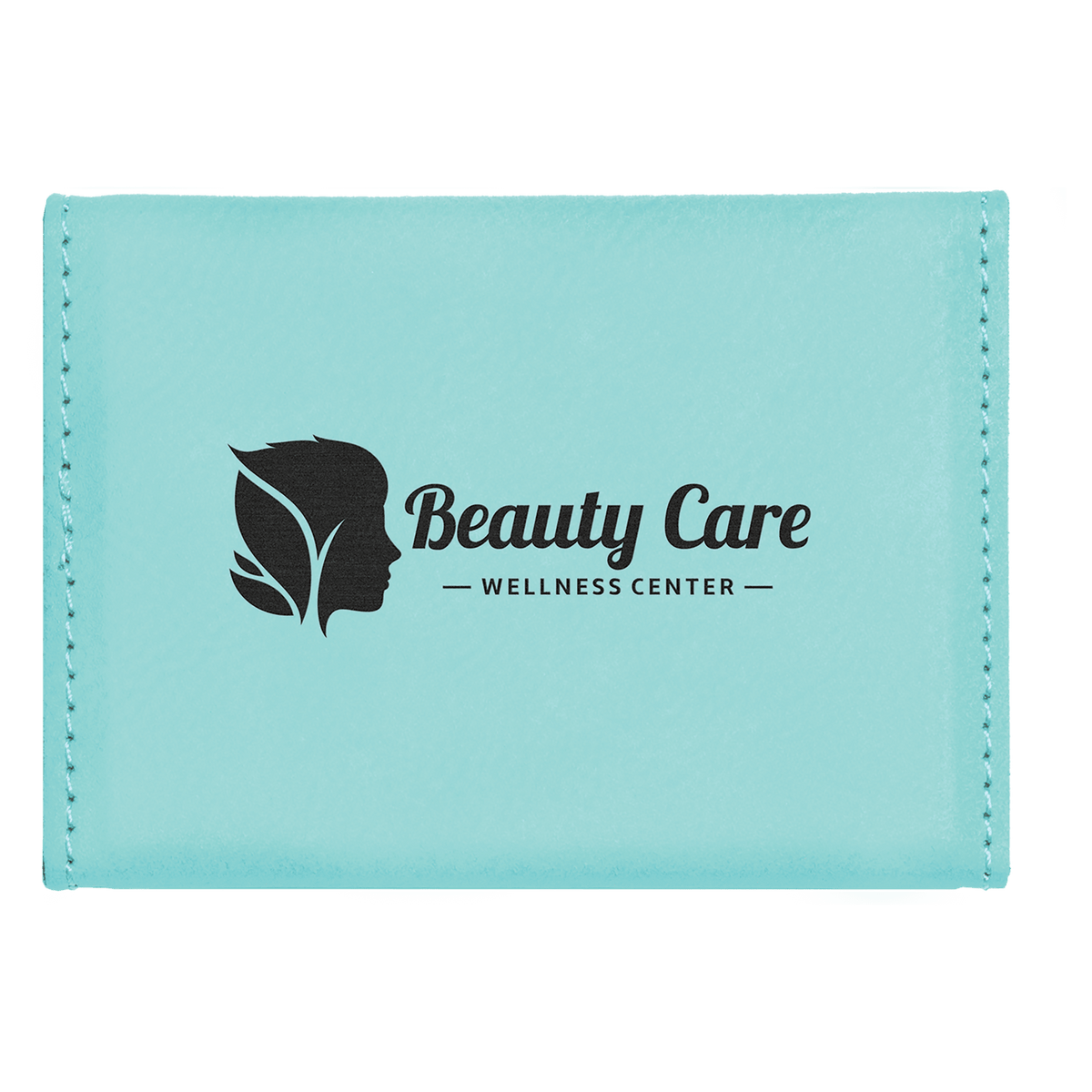Personalized 3 3/4" X 2 3/4" Black/Gold Laserable Leatherette Hard Business Card Holder - GFT804
