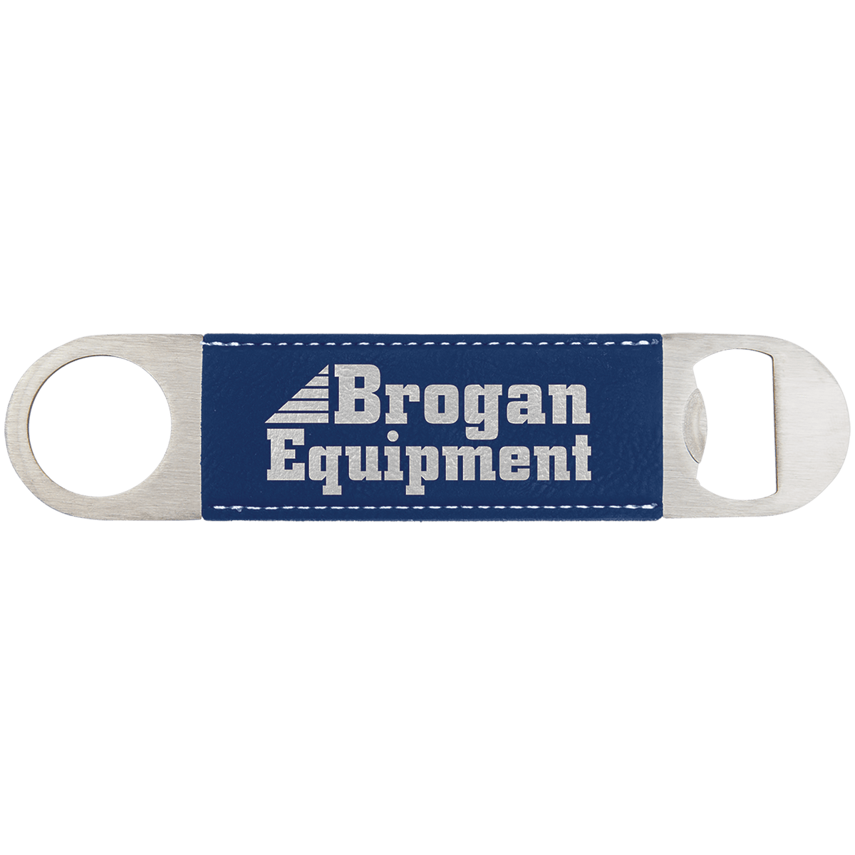 Personalized 1 1/2" X 7" White/Black Laserable Leatherette Bottle Opener - GFT837