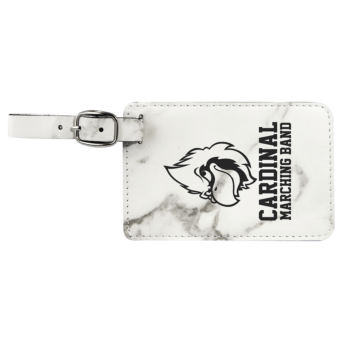 Personalized 4 1/4" X 2 3/4" White Marble Laserable Leatherette Luggage Tag - GFT866