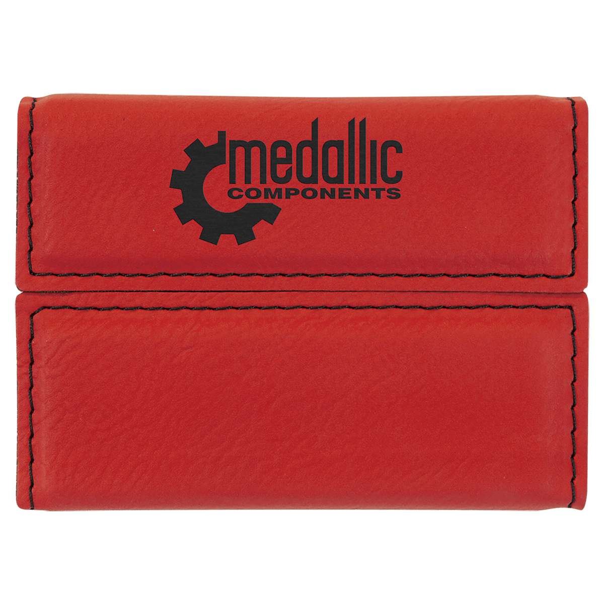 Personalized 3 3/4" X 2 3/4" Black/Gold Laserable Leatherette Hard Business Card Holder - GFT904