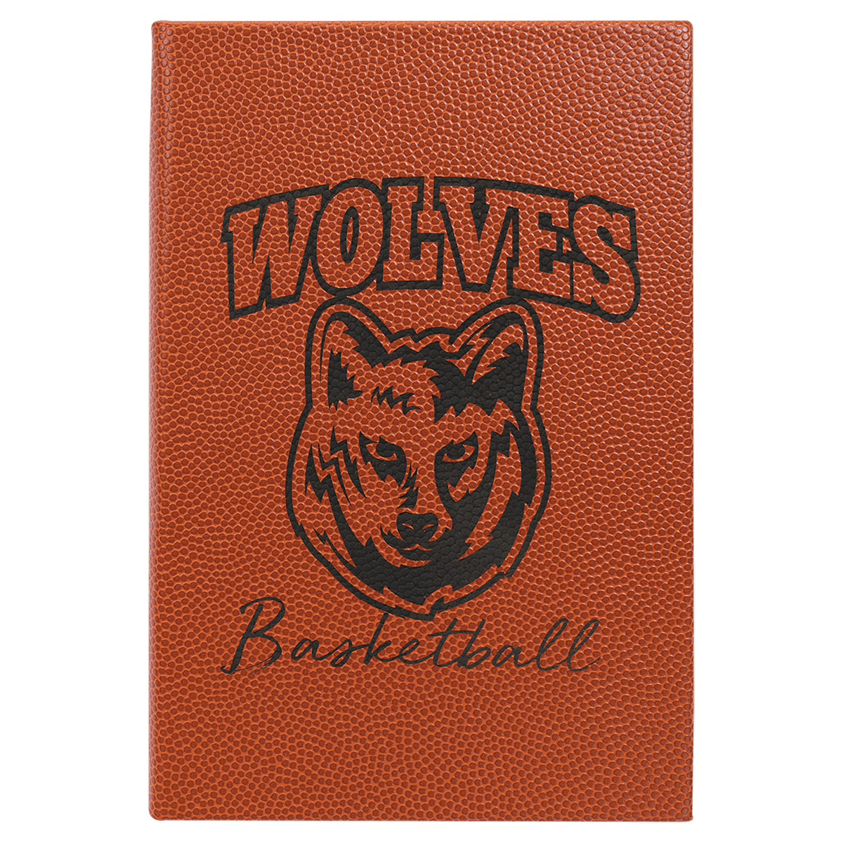 Personalized 5 1/4" X 8 1/4" Basketball Laserable Leatherette Journal With Lined Notepad - GFT933