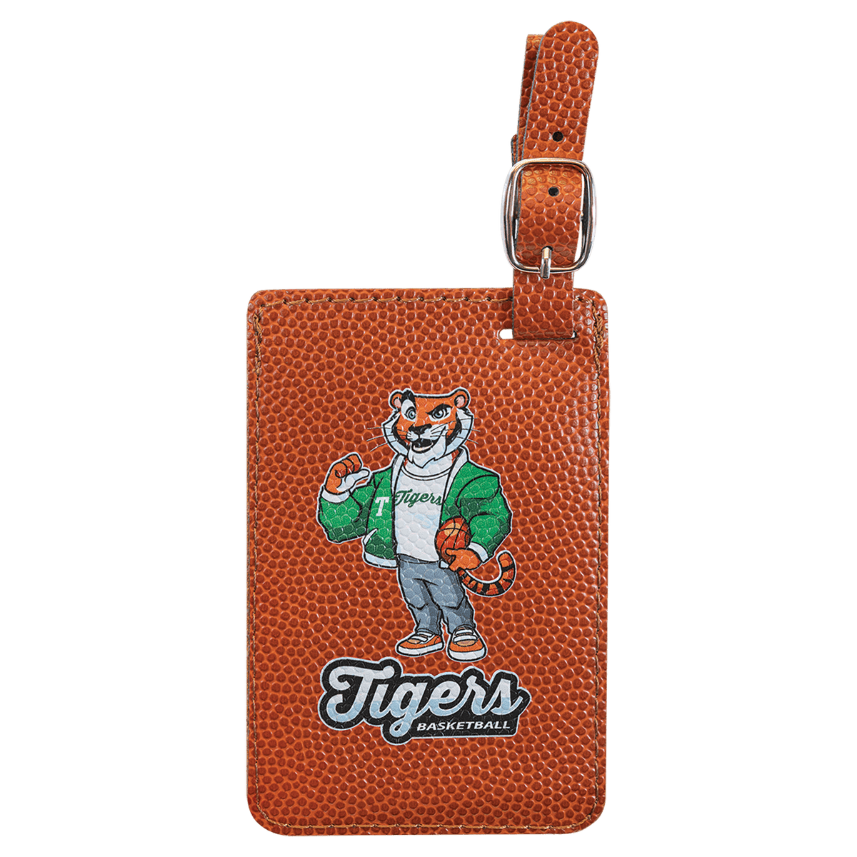 Personalized 4 1/4" X 2 3/4" Basketball Laserable Leatherette Luggage Tag - GFT993
