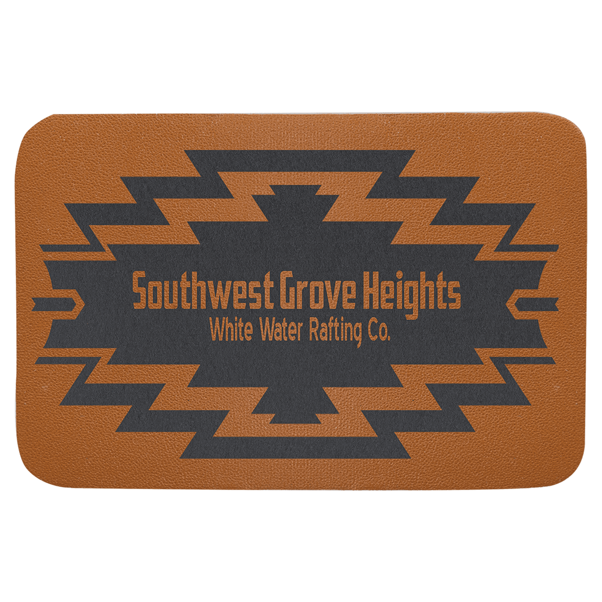 Personalized 3" X 2" Rectangle Caramel Genuine Leather Patch With Adhesive - LPTH101