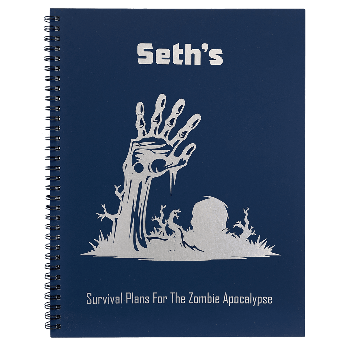 Personalized 8 1/2" X 11" Black Lazerburst Spiral Notebook-Lasers To Silver - LZB251