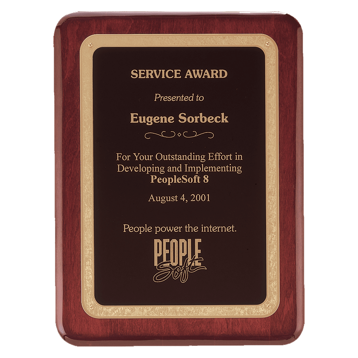 Personalized 12" x 15" Rosewood Piano Finish Plaque with Black/Gold Florentine Design LaserFX Plate