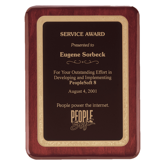 Personalized 12" x 15" Rosewood Piano Finish Plaque with Black/Gold Florentine Design LaserFX Plate