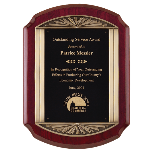 Personalized 11" x 15" Piano Finish Plaque with Antique Bronze Finish Frame Casting with Black LaserFX Engraving Plate