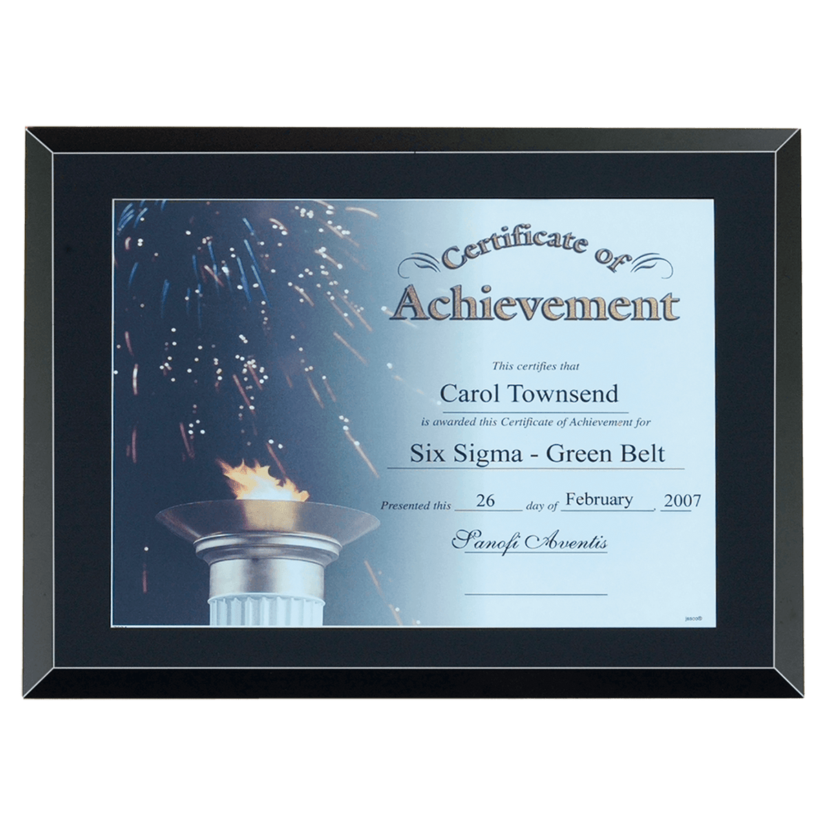 Personalized 11" x 14"-holds 8 1/2" x 11" Black Glass Certificate Plaque with Easy Open and Close Backing