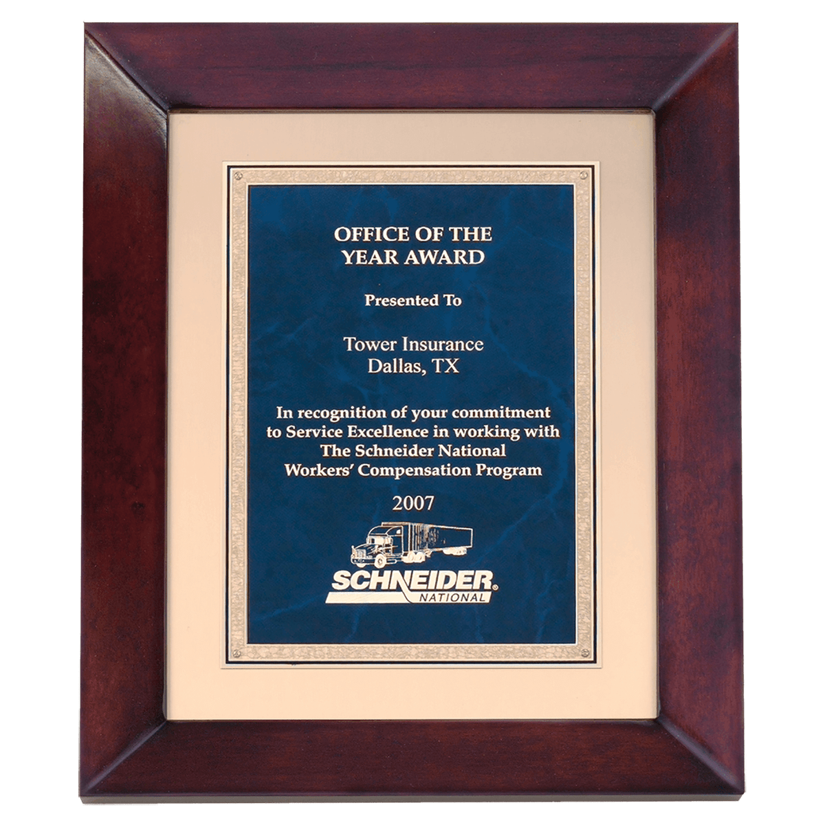 Personalized 12" x 15" Airflyte Cherry Finish with Gold Metal Background and Sapphire Marble and Gold Florentine Border LaserFX Plate