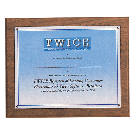 Personalized 10 1/2" x 13- Holds 8 1/2" x 11" Solid Walnut Certificate Plaque with Plexiglass Cover