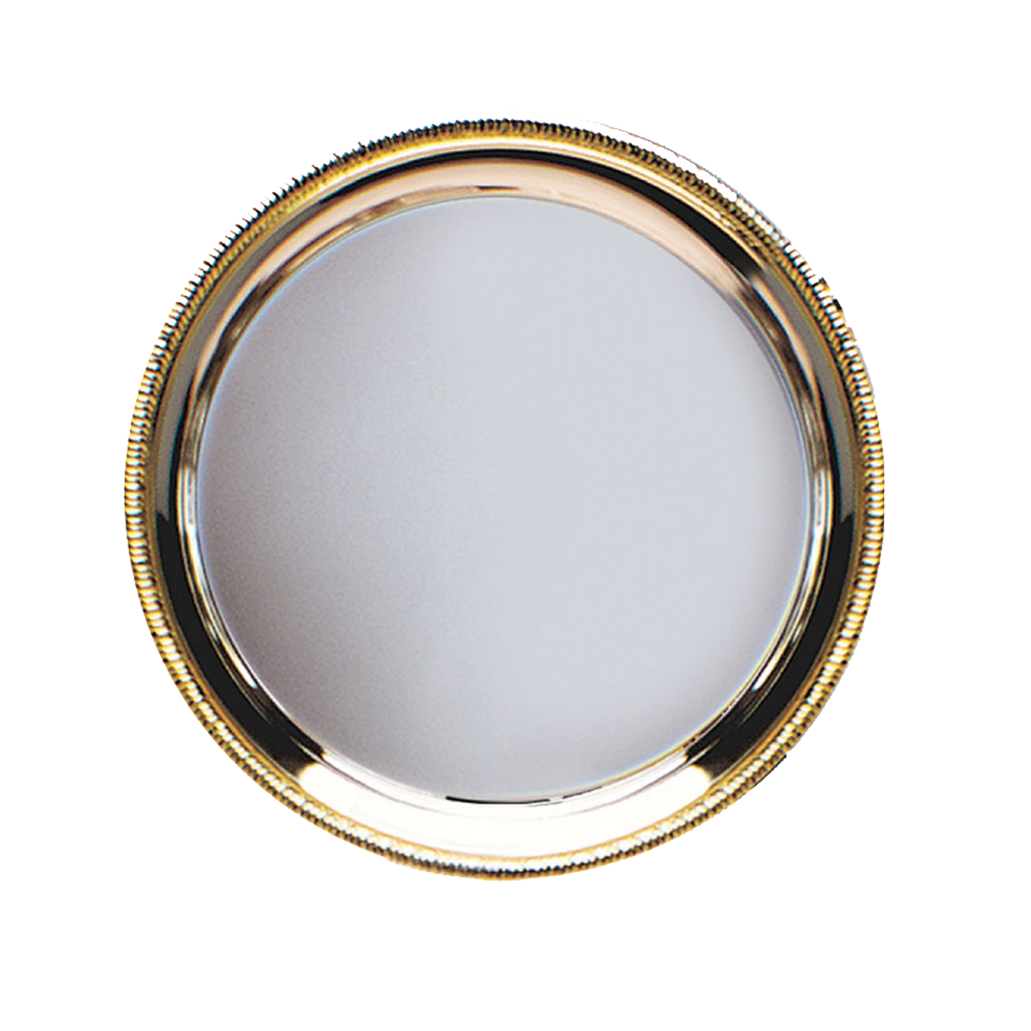 Personalized Round Nickel-Plated Wedding Celebration Tray w/ Gold Trimming
