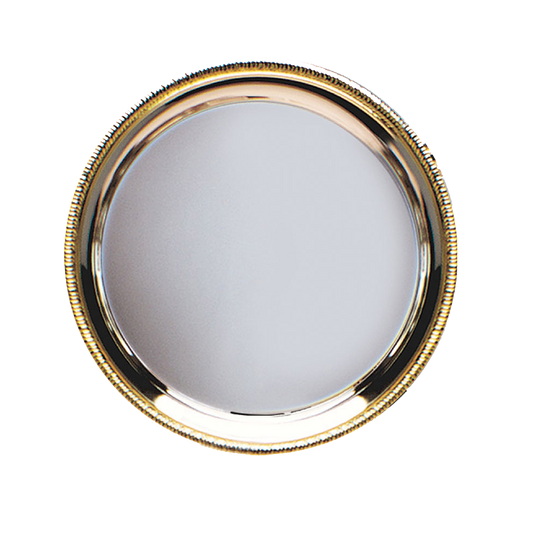 Personalized Round Nickel-Plated Wedding Celebration Tray w/ Gold Trimming