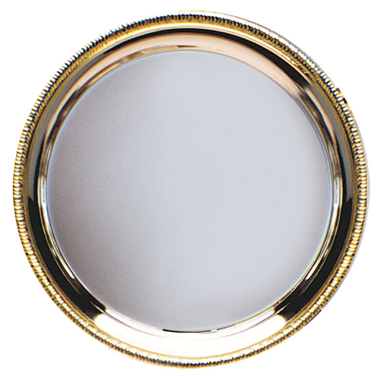 Personalized Round Nickel-Plated Wedding Celebration Tray w/ Gold Trimming