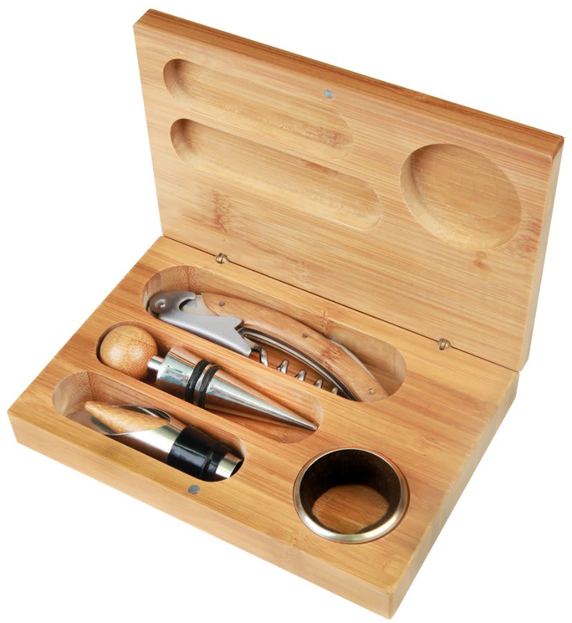 Personalized Bamboo 4-Piece Wine Tool Set - WTL06