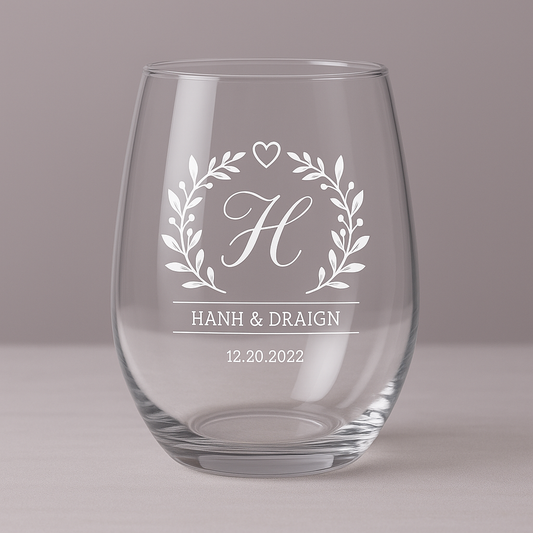 Personalized stemless wine glass