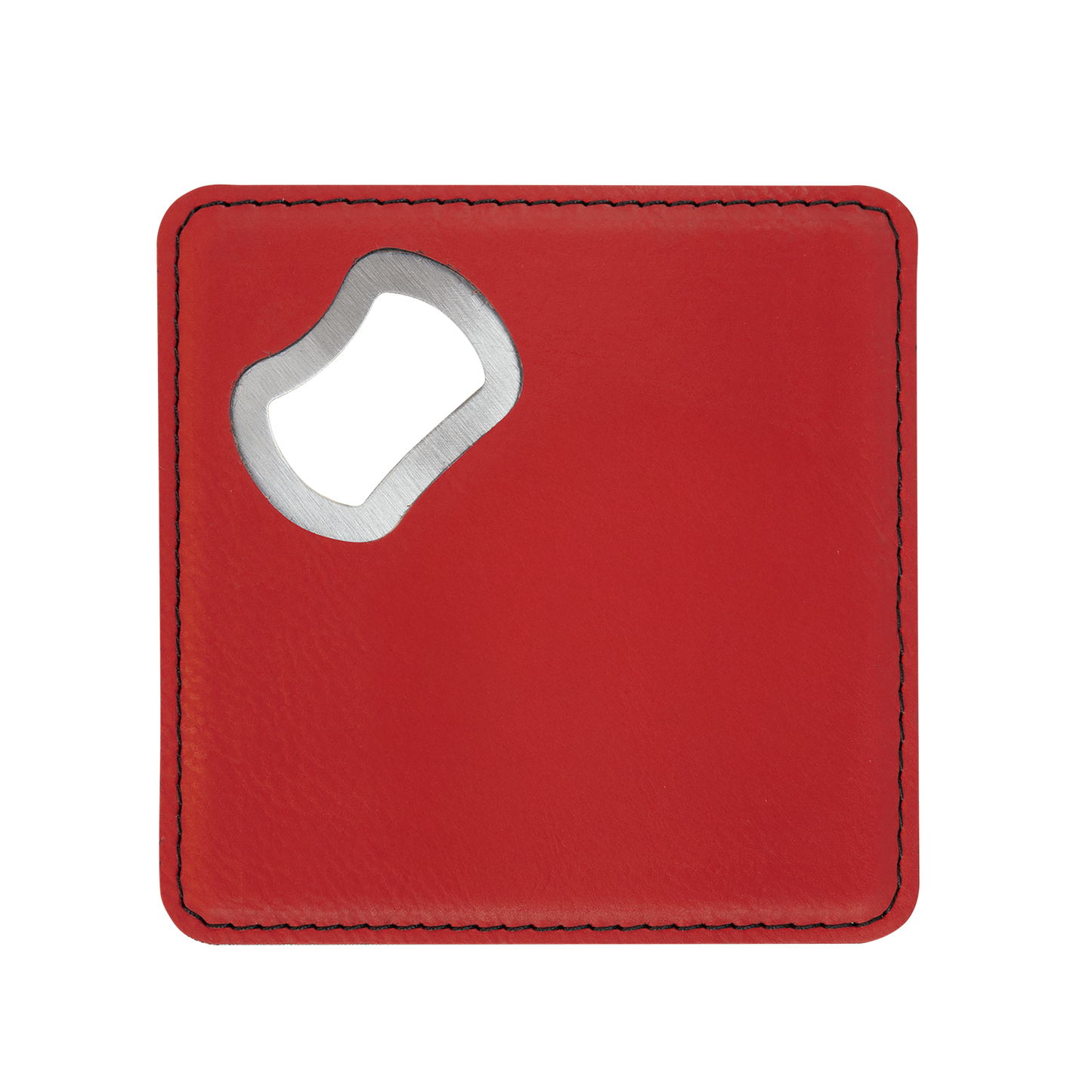 Sleek bottle opener and coaster combination, perfect for a personalized gift!