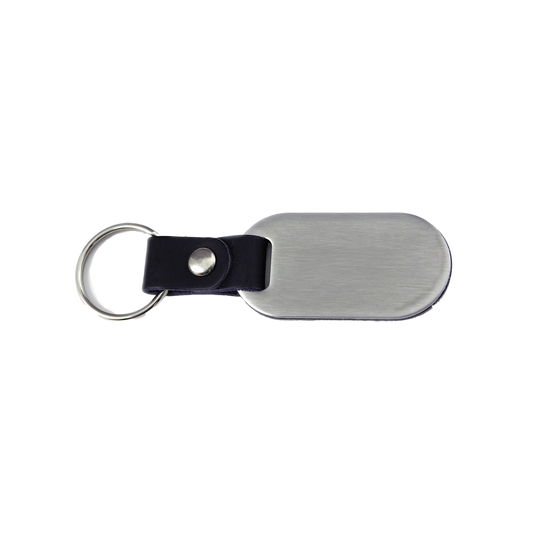 Personalized Metal Keyring with Leatherette Strap
